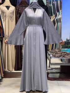 2026Elegant Women's Floor Length Abaya With <b>Sequined</b> Geometric Pattern Long Sleeve Loose Fit Polyester Modest Dress - Product Image 2
