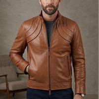 Veste en cuir pour homme, cuir véritable de qualité supérieure, vêtement d'extérieur décontracté, fermeture éclair intégrale, col montant, plusieurs poches zippées à l'intérieur