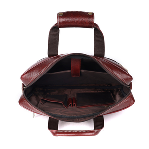 Sac pour ordinateur portable en cuir marron pour homme, mallette d'affaires |   Sac à bandoulière pour ordinateur portable avec poches zippées pour le travail - Product Image 4