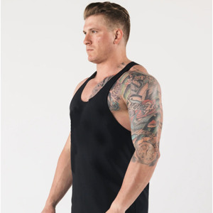 Professional 100% Cotton Tank Tops Mens Bodybuilding Stringer Vest Deep Cut Sides Gym Training Apparel Custom Manufacturer - Product Image 3
