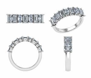 Bague de fiançailles en argent sterling 925 de luxe avec moissanite taille émeraude et pierres mélangées ovales, cadeau pour femme, mariage - Product Image 3