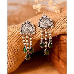 Meera Jaipur Harit <b>Long</b> <b>Silver</b> Fashion <b>Earrings</b> - Product Image 2