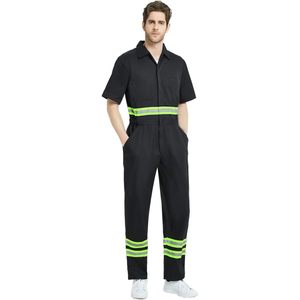 Mono de una pieza reflectante de manga corta con logotipo personalizable 2025, mono a rayas transpirable con flash LED para ropa de seguridad - Product Image 6