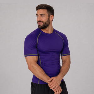 Maillot de compression à manches courtes pour homme imprimé par sublimation, idéal pour la gym, le fitness, l'entraînement, le MMA et le grappling – Vente en gros - Product Image 5