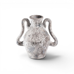 Wabi Sabi Speckled White Rustic <b>Ceramic</b> <b>Vase</b> Handles Handmade Distressed Stone Finish Clay Pottery Jar Tabletop Decor Home - Product Image 1