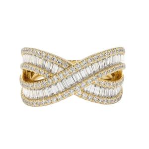 Bague de fiançailles en or jaune pour femme, Baguette ronde en diamant naturel, prix de gros - Product Image 1