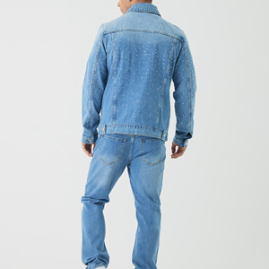 100% Cotton Denim <b>Jackets</b> Men Casual Solid Color Pocket Men Style High Quality Clothing Denim Men's <b>Rhinestone</b> <b>Jackets</b> - Product Image 3