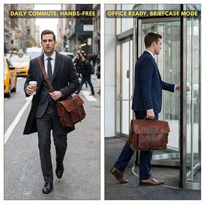 Sac à main pour ordinateur portable en cuir véritable pour homme, sac messager avec bandoulière, léger, portable, en polyester, pour le bureau, les affaires et les voyages - Product Image 5