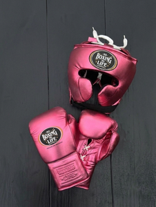 Personalized No Boxing No Life Mexican <b>Style</b> Lace-Up Real Leather Boxing Gloves & Cheek Bar <b>Head</b> Guard - Product Image 5