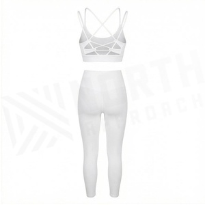 Ensemble de yoga 2 pièces North Approach, fermeture éclair intégrale sur le devant, noir uni, tissu respirant, vêtements de sport pour femmes - Product Image 2