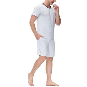 Men's White Cotton <b>Short</b> Sleeve T-Shirt With <b>Shorts</b> Set Crew Neck Elastic Waist Lightweight Summer Casual Wear - Product Image 6