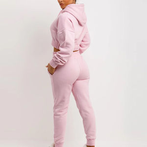 ชุดวอร์มแทรคสูทสีพื้นแบบสั่งทำพิเศษสำหรับฤดูหนาว ไซส์พลัส สตรีทแวร์ ความยาวเต็มตัว สำหรับผู้หญิง บริการ OEM รับทำโลโก้ตามสั่ง - Product Image 2