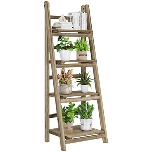 Reclaimed Sheesham Wood Decorative <b>Ladder</b> Shelf - Industrial Plant Stand Wholesale - Product Image 4
