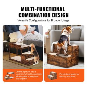 Piattaforma a 3 livelli per animali domestici, con scaletta e lettino, per finestra o letto alto, per cani e gatti, arredo per animali domestici - Product Image 3