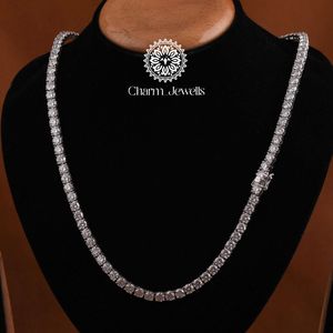 สร้อยคอ Charm_Jewells แบบ unisex ประดับเพชรโมอิสซาไนต์ทรงบริลเลียนต์ ตัวเรือนเงินแท้ 925 ชุบทอง 14K ได้รับการรับรองจาก IGI สไตล์หรูหราแบบฮิปฮอป - Product Image 6