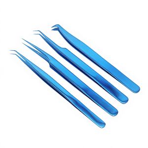 Ensemble de pinces à épiler à volume en acier inoxydable japonais, outils à pointe coudée à 90 degrés, droits et incurvés, respectueux de l'environnement - Product Image 1