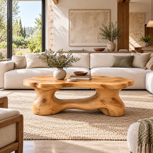 Handcraft Modern Designer Brown Coffee <b>Table</b> With Cloud-Shaped Irregular Form and Artisc Design Legs for Living Room Decor - Product Image 3