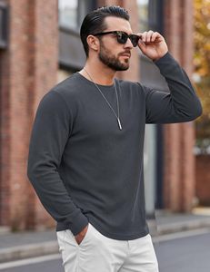 เสื้อกันหนาวผู้ชายแบบวาฟเฟิลถัก แขนยาว เสื้อซับใน ขายส่ง - Product Image 4