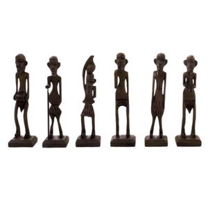 Juego de 7 Figuras de Madera Hechas a Mano Estilo Art Deco y Pop Art (Decoración Ecológica para Mesa) - Product Image 1