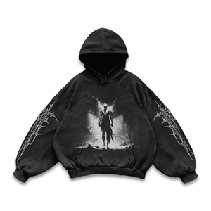 Wholesale Best Sale Custom Streetwear Oversized Hoodie Acid Wash Jesus Saint Printed Cropped Baggy Pullover Hoodies for Men - Product Image 3