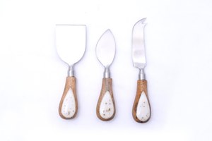 Premium Design 18/8 Stainless Steel <b>Cheese</b> <b>Knife</b> <b>Set</b> With Wood & Terrazzo Handle 4 Pcs <b>Cheese</b> Tools Butter Slicer Kitchen Tools - Product Image 4