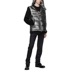 Men's <b>Silver</b> Hooded Sleeveless Puffer Vest Windproof Polyester Winter Casual <b>Jacket</b> with Zipper Closure - Product Image 3