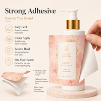 Étiquettes cosmétiques personnalisées en feuille d'or florale, autocollants imperméables avec logo personnalisé pour flacons pompe de nettoyant visage et lotion