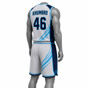 Conjunto de uniforme de baloncesto KhumBro Modern Ice Grey Cyan Navy, camiseta y pantalones cortos transpirables personalizados para hombre, kit de equipo al por mayor - Product Image 5