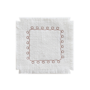 European Design Cotton and Linen Handmade Heat Resistant Reusable <b>Coaster</b> with Embroidery <b>Beading</b> Circle Shape Kitchen Accessory - Product Image 1