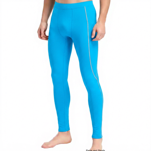 Leggings de compression pour homme, longueur intégrale, couleur unie, taille élastique, matière Spandex Nylon - Product Image 3
