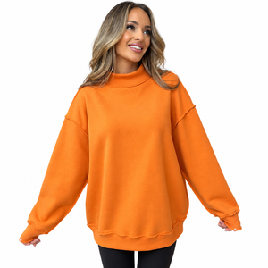 Buy Premium Women <b>Mock</b> Neck Oversized Custom Sweatshirt Comfortable Casual Outfit Wholesale Clothing Collection - Product Image 2