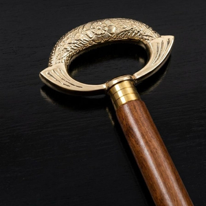 Canne de marche en bois avec embout sphérique en laiton massif, canne nautique, canne vintage, canne en bois de style antique, poignée en laiton, collection - Product Image 5