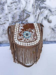 Bolso de Hombro de Cuero Auténtico con Flecos de Alta Calidad, Bolso Bandolera de Cuero Estilizado, Bolsos Bohemios, Bolso Vintage Estilo Gitano - Product Image 4