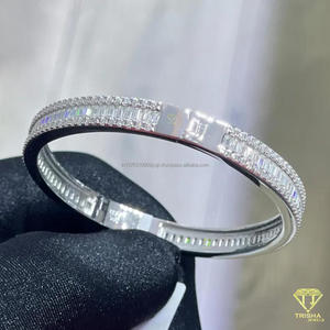 Pulsera de tenis de lujo chapada en oro rosa con circonitas cultivadas en laboratorio, corte brillante redondo, estilo hip hop, joyería llamativa para amantes de la moda y fiestas - Product Image 1