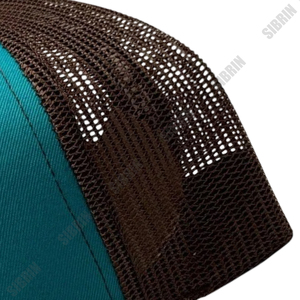SIBRIN Custom 5 Panel Trucker Cap Teal Brown Mesh Adjustable Breathable <b>Flat</b> Brim <b>Hat</b> Motorsport Skateboarding Outdoor - Product Image 6
