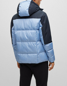 Custom Men's Two Tone Black Sky Blue Quilted Puffer Jacket Lightweight Winter <b>Zip</b> <b>Up</b> 100% Polyester Jacket OEM ODM Manufacturer - Product Image 6