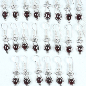 Top Selling 925 Sterling Silver Plated Three-Stone Teardrop Dangle <b>Earrings</b> Natural <b>Red</b> Gemstone Artisan Jewelry for Wholesale - Product Image 4