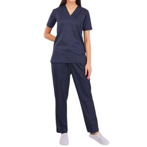 Blouses et chemises d'hôpital pour femmes, col en V, en coton et polyester tissé, couleur blanche - Product Image 4