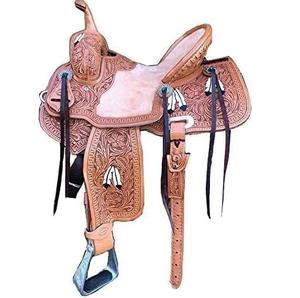 Al por mayor OEM de alta calidad: Sillas de montar de cuero para caballo, estilo Western, para carreras de barriles, Western Pleasure y Trail, con almohadillas, al mejor precio. - Product Image 4