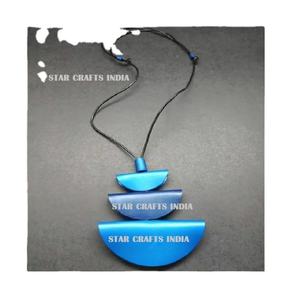 Prêt à expédier haute qualité mode couleur bleu clair perles en métal bijoux bohème multi perles collier bijoux en acier inoxydable - Product Image 1