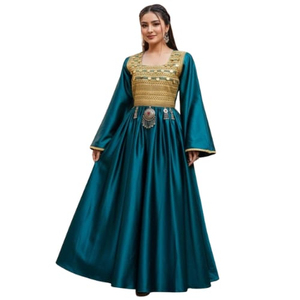 Afghan Kuchi Handmade Ethnic Clothing Tribal Traditional Evening Embroidered <b>Sequined</b> Feathers Women's Formal Kuchi Dress - Product Image 1