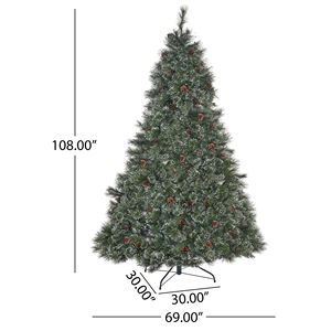 Albero di Natale misto in cashmere e setole di neve con 105 pigne e 1200 luci trasparenti, punte UL2317, diametro 69 pollici - Product Image 5