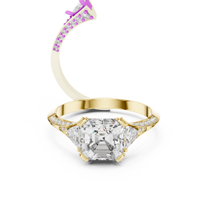 Bague en or jaune 14 carats avec diamant de laboratoire taille octogonale carrée, certifié GRA, idéale pour les soirées, bijou de fête pour tous les amoureux - Product Image 2