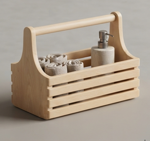 Panier de rangement en bois marron pour cuisine, idéal pour le rangement domestique et la décoration - Product Image 3