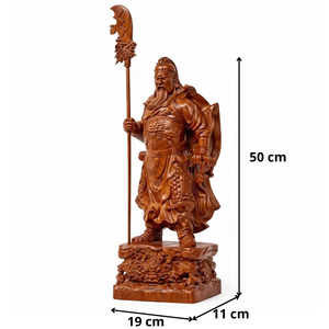 Statue de Guan Gong sculptée à la main en bois de rose pour la décoration Feng Shui 50 cm - Product Image 1