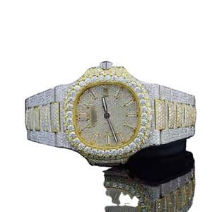 Montre de luxe en diamant de laboratoire naturel glacé en or pour femmes montres à Quartz Bling exquises montre automatique Moissanite pour hommes - Product Image 1