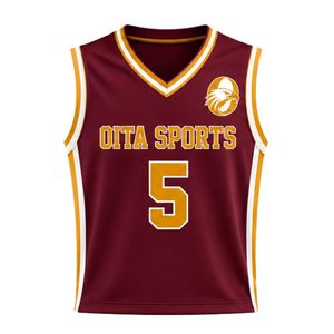 Ensemble uniforme de basket-ball pour hommes et femmes, maillot et short jaune bordeaux, vêtements de sport légers et confortables pour équipe sportive Oita - Product Image 3