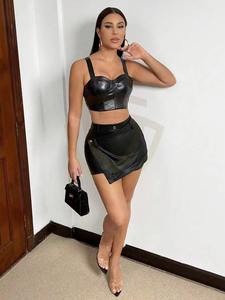 Mini-jupe en cuir décontractée pour femme, nouvelle collection, haute qualité, meilleur design, prix de gros - Product Image 2