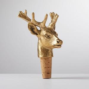 Bouchon de bouteille de vin en forme de tête de cerf argentée, réutilisable, en métal, décoratif, bouchon d'étanchéité fait main, design personnalisable, cadeaux pour bar - Product Image 4