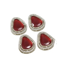 Connecteurs d'espacement en cristal plaqué or 18 carats Kundan Meenakari, ovales géométriques dorés, 2 pièces, 40x22mm, pour colliers et boucles d'oreilles, vente en gros